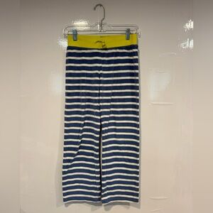 Mini Boden white and blue stripe terry cloth pants